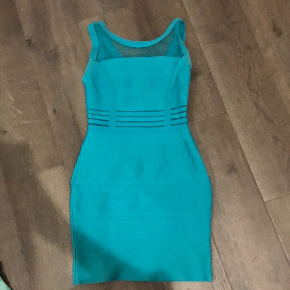 Blue bandage mini dress